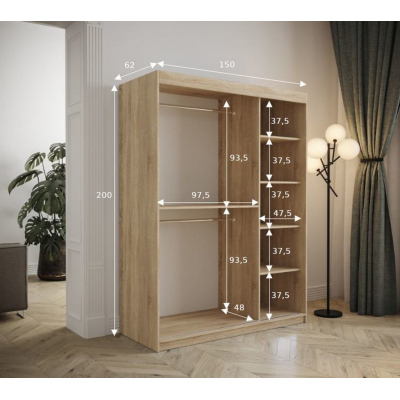 Kleiderschrank mit Schiebetüren 150 cm TALIA – weiß / rosa