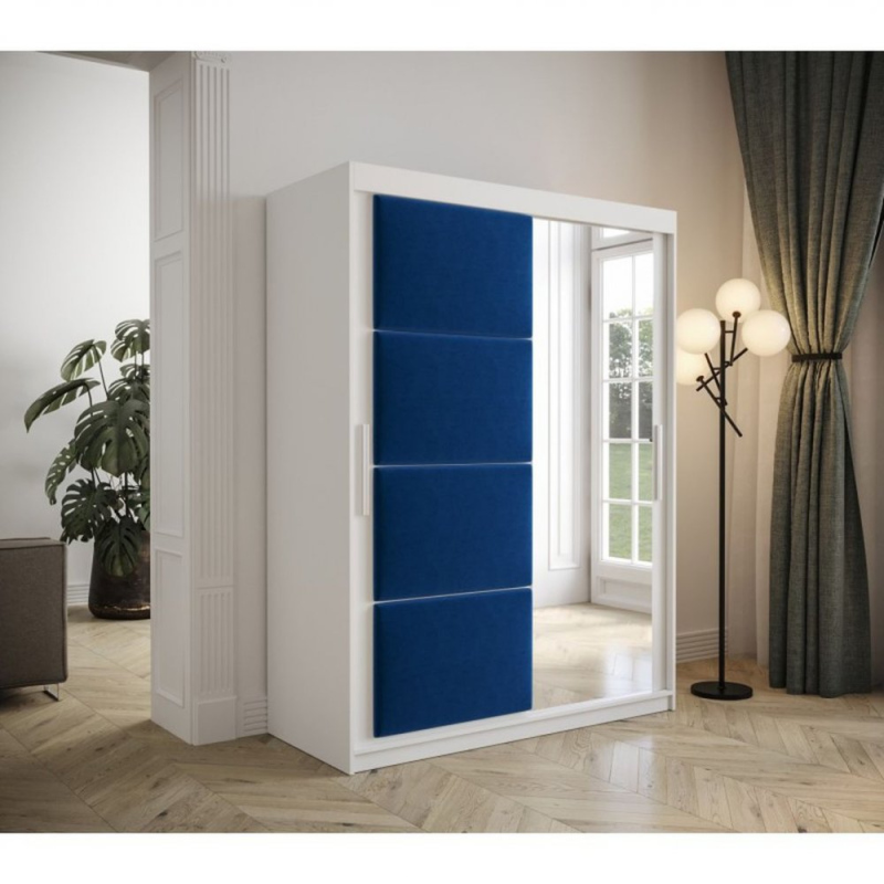 Kleiderschrank mit Schiebetüren 150 cm TALIA – weiß / blau