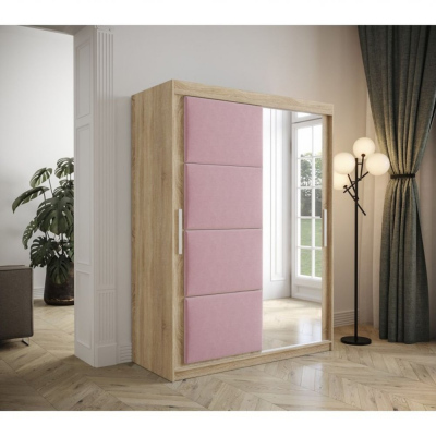 Kleiderschrank mit Schiebetüren 150 cm TALIA – Eiche sonoma / rosa