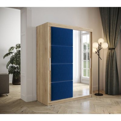 Kleiderschrank mit Schiebetüren 150 cm TALIA – Eiche sonoma / blau