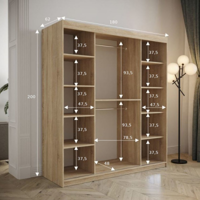 Kleiderschrank mit Schiebetüren 180 cm TALIA – weiß / rosa