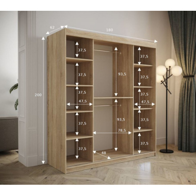 Kleiderschrank mit Schiebetüren 180 cm TALIA – weiß / rosa