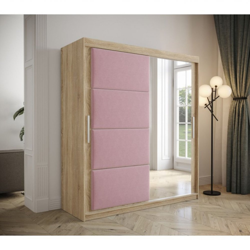 Kleiderschrank mit Schiebetüren 180 cm TALIA – Eiche sonoma / rosa