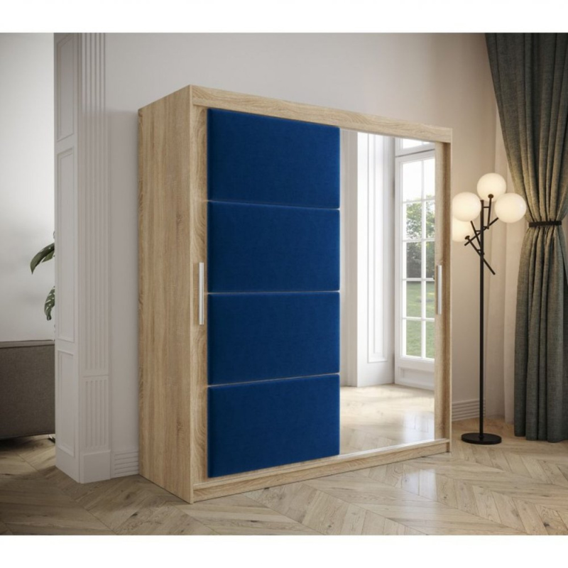 Kleiderschrank mit Schiebetüren 180 cm TALIA – Eiche sonoma / blau