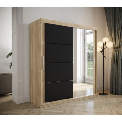 Kleiderschrank mit Schiebetüren 180 cm TALIA – Eiche sonoma / schwarz