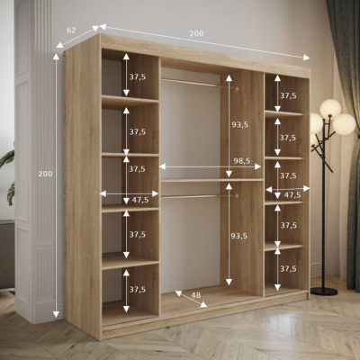 Kleiderschrank mit Schiebetüren 200 cm TALIA – weiß / rosa