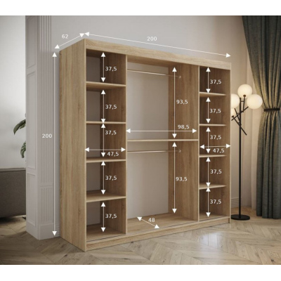 Kleiderschrank mit Schiebetüren 200 cm TALIA – weiß / rosa