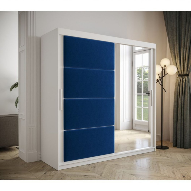 Kleiderschrank mit Schiebetüren 200 cm TALIA – weiß / blau