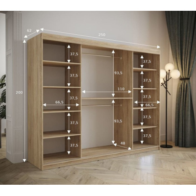 Kleiderschrank mit Schiebetüren 250 cm TALIA – weiß / rosa