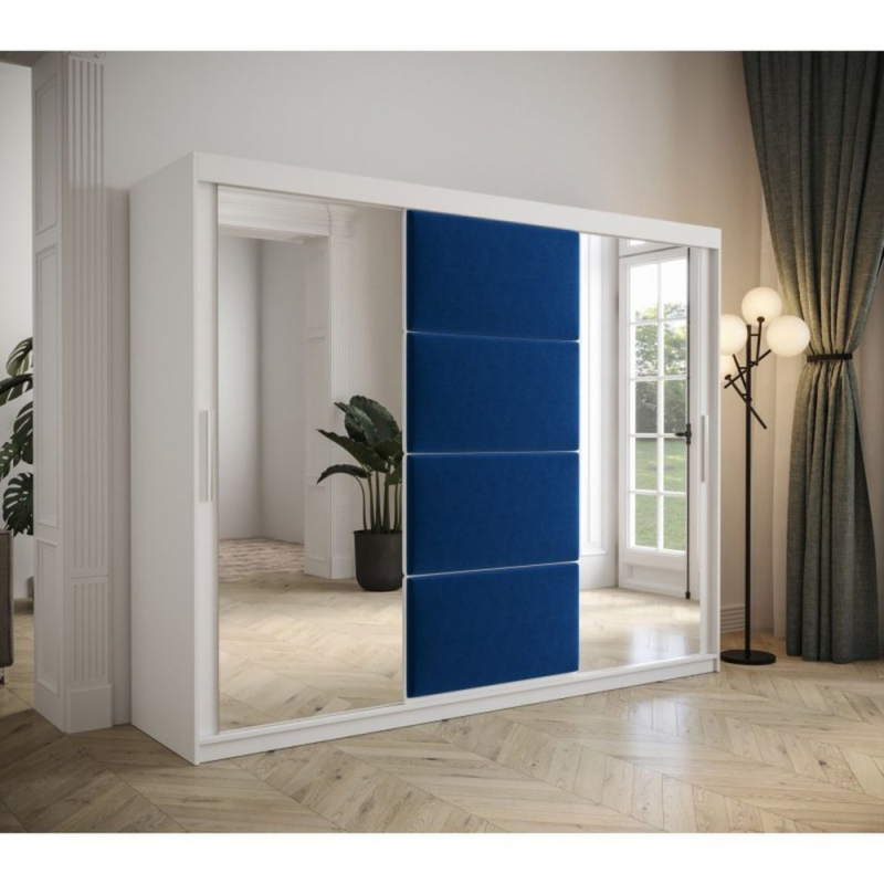 Kleiderschrank mit Schiebetüren 250 cm TALIA – weiß / blau