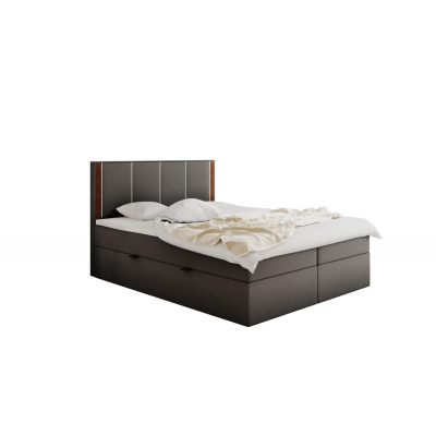 Gepolstertes Doppelbett mit Kopfteil 140x200 PURAM – Grau