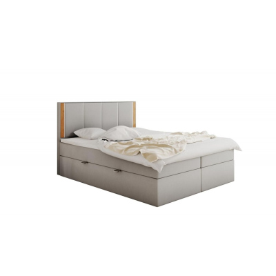 Gepolstertes Doppelbett mit Kopfteil 140x200 PURAM – Hellgrau