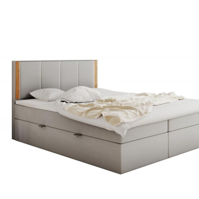 Gepolstertes Doppelbett mit Kopfteil 160x200 PURAM – Hellgrau