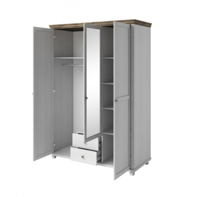 Kleiderschrank mit Schubladen EROL – Breite 154 cm, abisko ash / lefkas Eiche