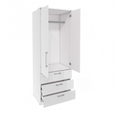 Kombinierter Kleiderschrank OLIKA – Breite 80 cm, weiß