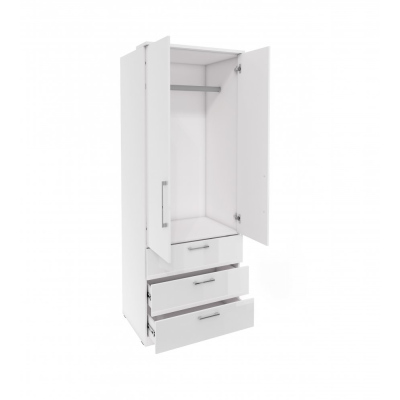 Kombinierter Kleiderschrank OLIKA – Breite 80 cm, weiß