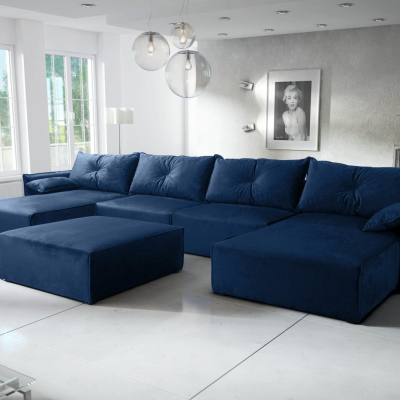 U-förmiges Sofa mit Hocker LUIZA 3 – Blau