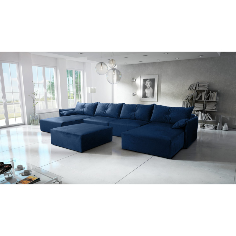 U-förmiges Sofa mit Hocker LUIZA 3 – Blau