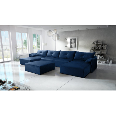 U-förmiges Sofa mit Hocker LUIZA 3 – Blau