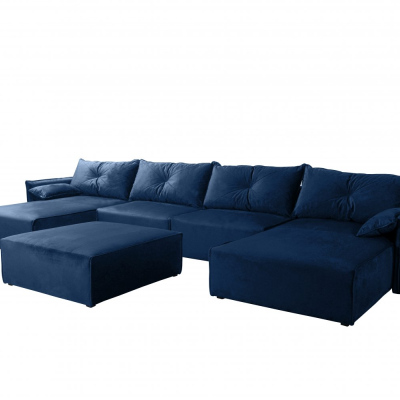 U-förmiges Sofa mit Hocker LUIZA 3 – Blau