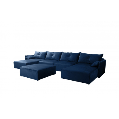 U-förmiges Sofa mit Hocker LUIZA 3 – Blau