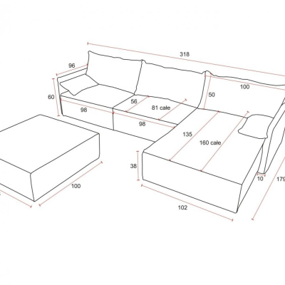 Ecksofa mit Hocker LUIZA 2 – Beige