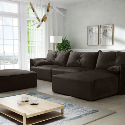 Ecksofa mit Hocker LUIZA 2 – Braun 1