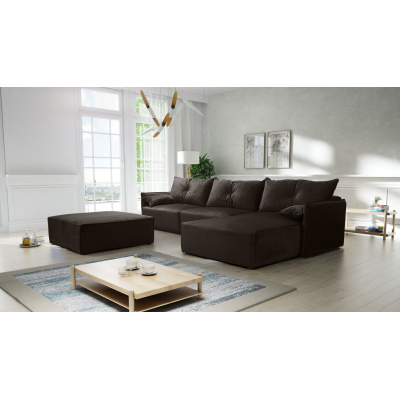 Ecksofa mit Hocker LUIZA 2 – Braun 1