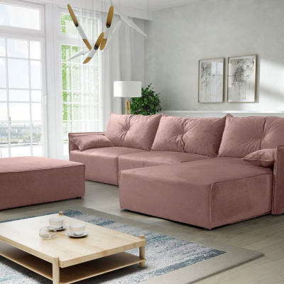 Ecksofa mit Hocker LUIZA 2 – Rosa