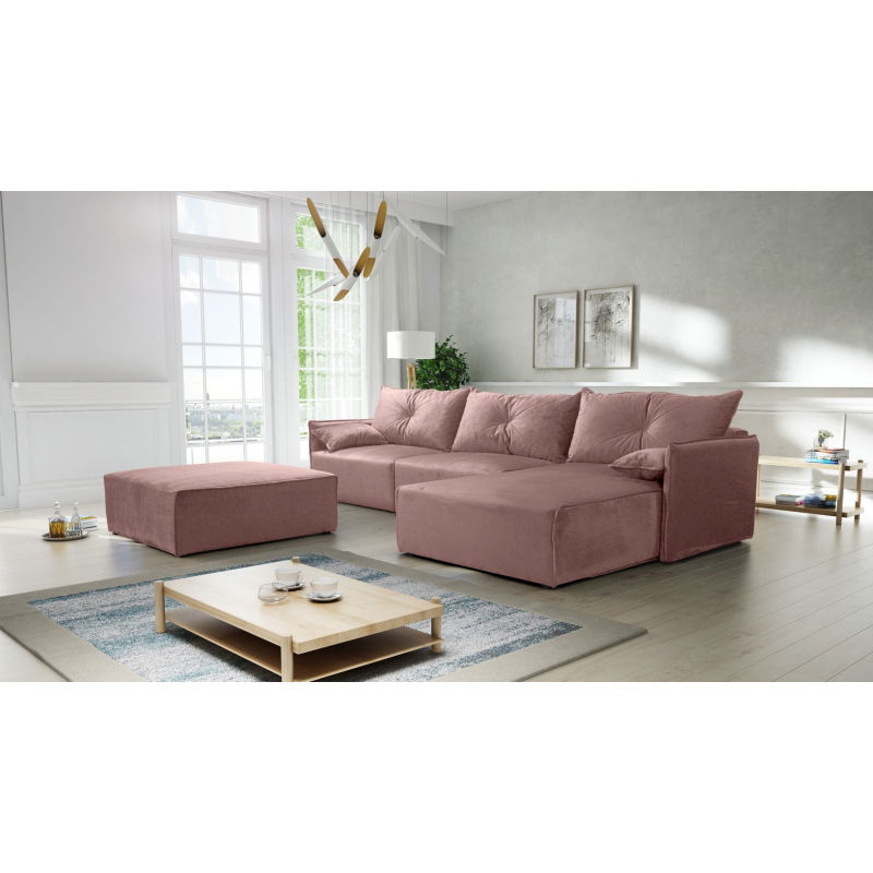 Ecksofa mit Hocker LUIZA 2 – Rosa