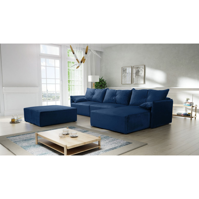 Ecksofa mit Hocker LUIZA 2 – Blau