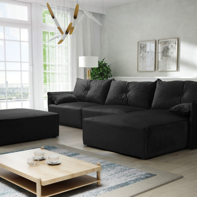 Ecksofa mit Hocker LUIZA 2 – Schwarz