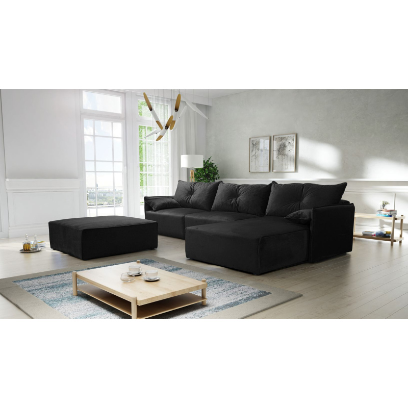 Ecksofa mit Hocker LUIZA 2 – Schwarz