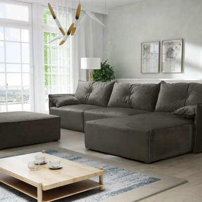 Ecksofa mit Hocker LUIZA 2 – Dunkelbraun