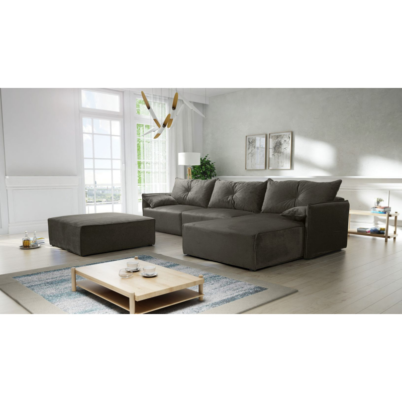 Ecksofa mit Hocker LUIZA 2 – Dunkelbraun