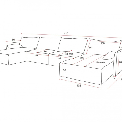 U-förmiges Sofa LUIZA 3 – Blau