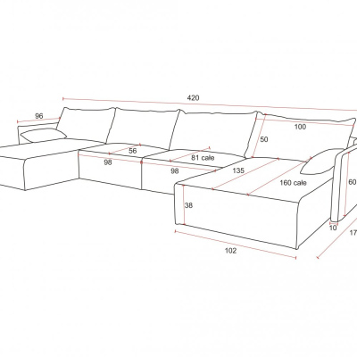 U-förmiges Sofa mit Hocker LUIZA 3 – Blau