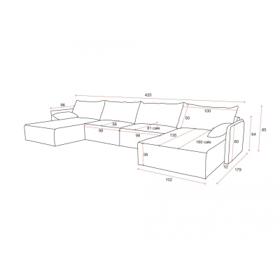 U-förmiges Sofa mit Hocker LUIZA 3 – Blau