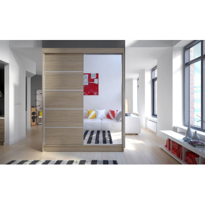 Kleiderschrank mit Spiegel CHANNA 3 – Breite 150 cm, Sonoma