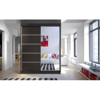 Kleiderschrank mit Spiegel CHANNA 3 – Breite 150 cm, schoko