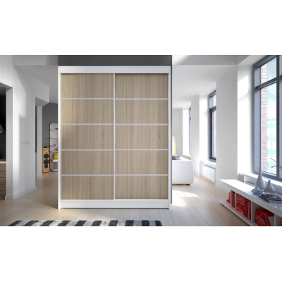 Kleiderschrank CHANNA 4 – Breite 150 cm, weiß / sonoma