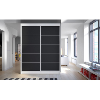 Kleiderschrank CHANNA 4 – Breite 150 cm, weiß / schwarz