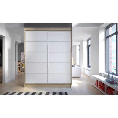 Kleiderschrank CHANNA 4 – Breite 150 cm, sonoma / weiß