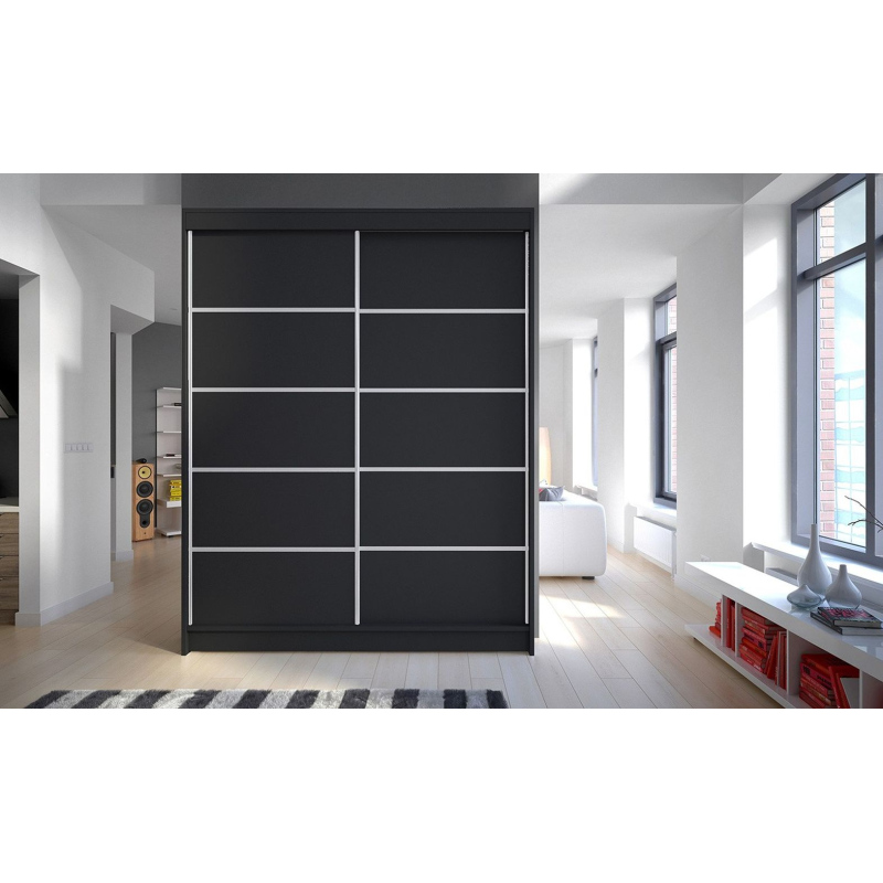 Kleiderschrank CHANNA 4 – Breite 150 cm, schwarz