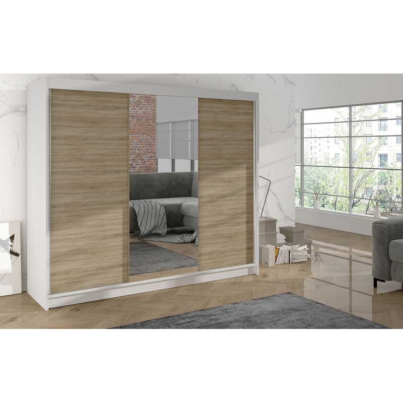 Kleiderschrank DANIELLA 1 – Breite 200 cm, weiß / Eiche sonoma