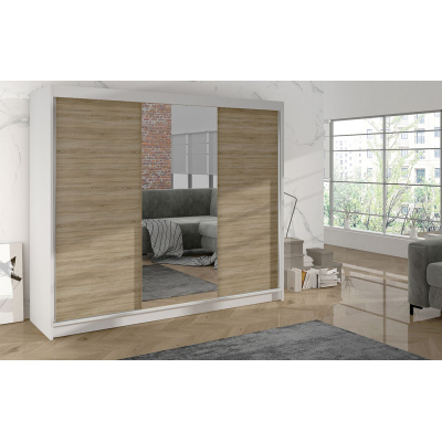 Kleiderschrank DANIELLA 1 – Breite 200 cm, weiß / Eiche sonoma