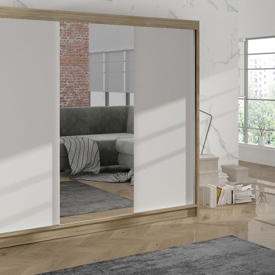 Kleiderschrank DANIELLA 1 – Breite 200 cm, Eiche sonoma / weiß