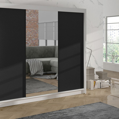 Kleiderschrank DANIELLA 1 – Breite 200 cm, weiß / schwarz