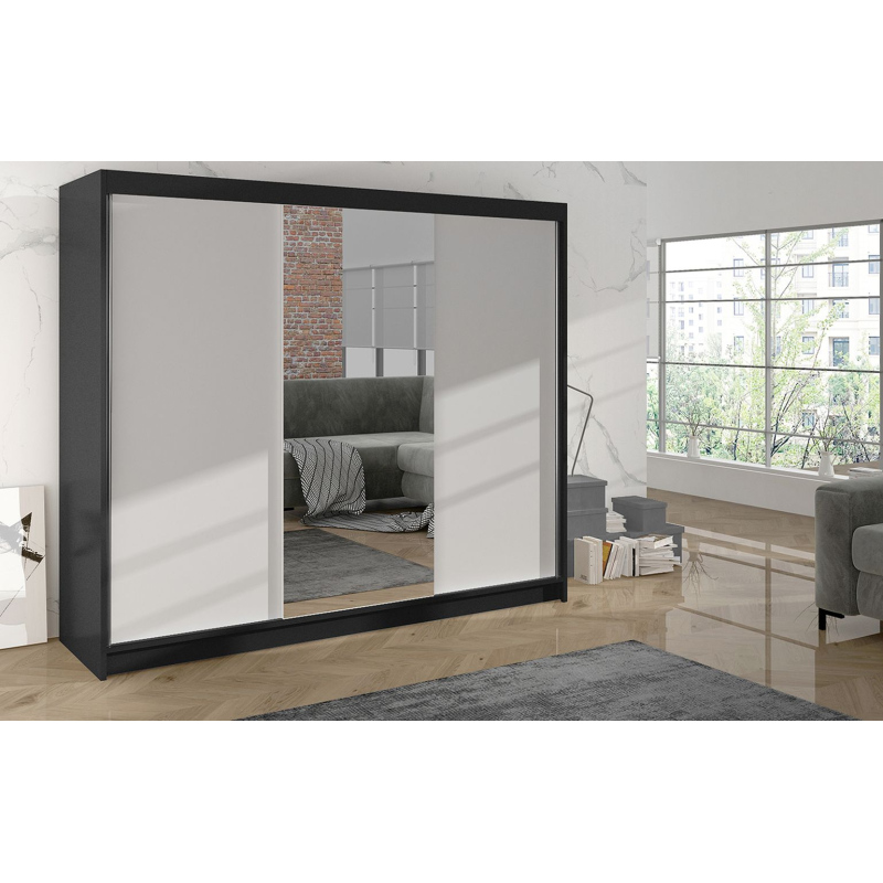 Kleiderschrank DANIELLA 1 – Breite 200 cm, schwarz / weiß