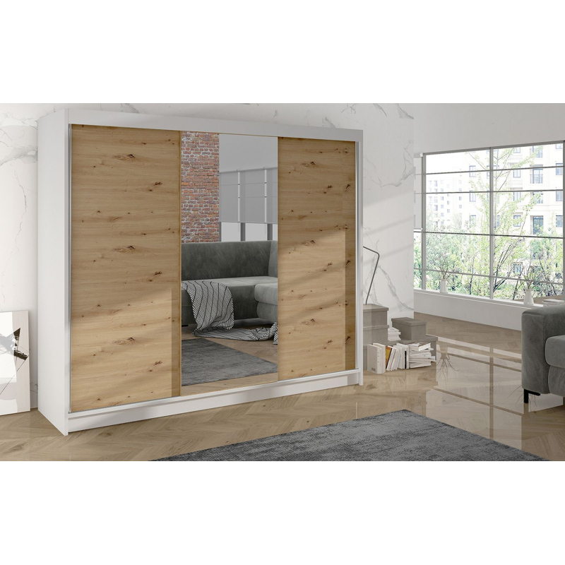 Kleiderschrank DANIELLA 1 – Breite 200 cm, weiß / Eiche artisan